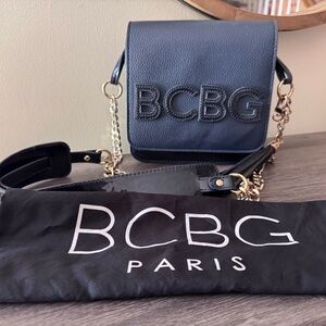 BCBG Paris Midnight Blue Crossbody with Gold Accents